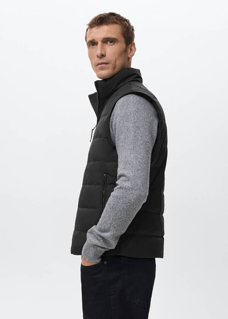 Quilted waistcoat with down and feather filling — Black