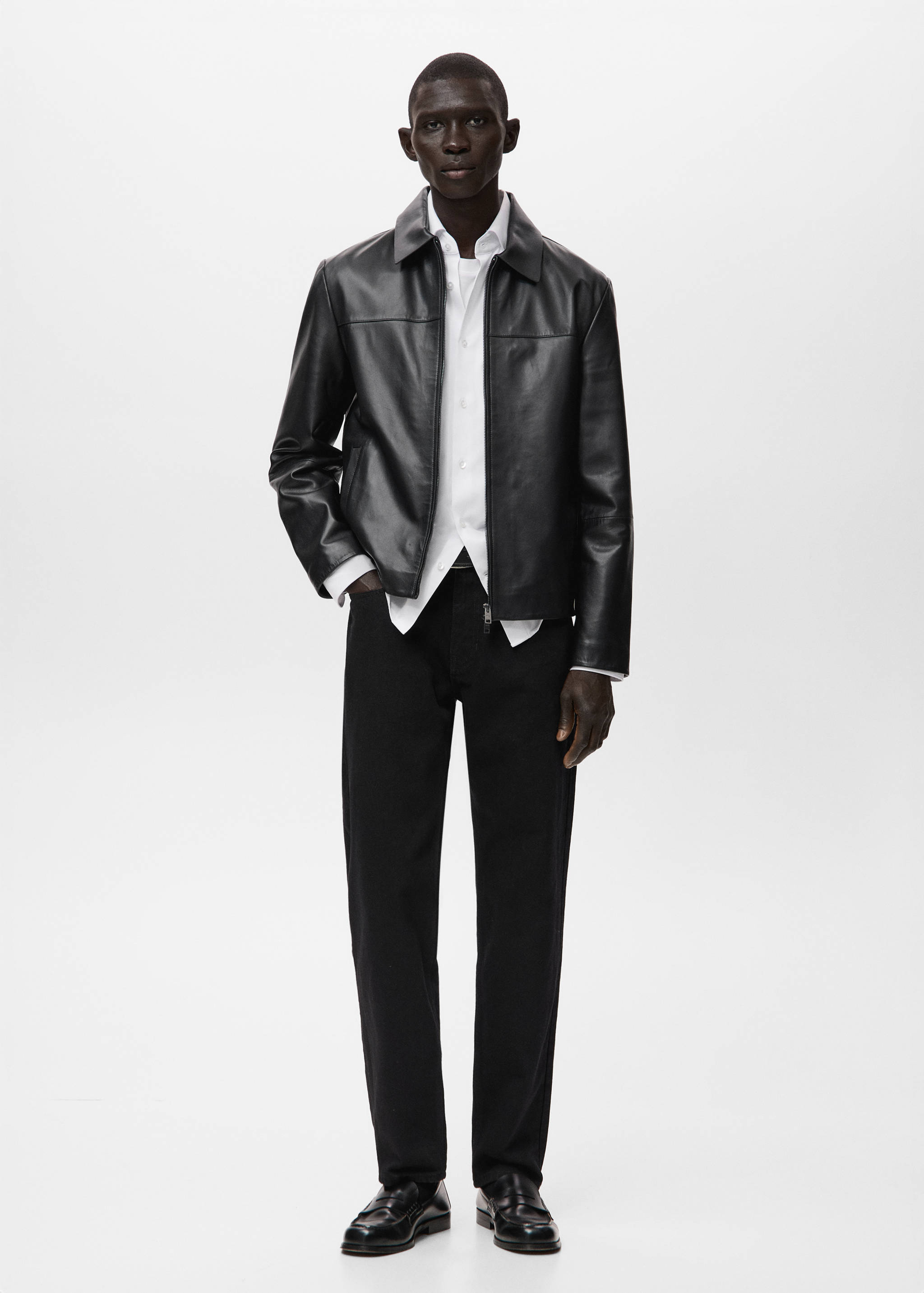100% leather jacket with pockets - General plane
