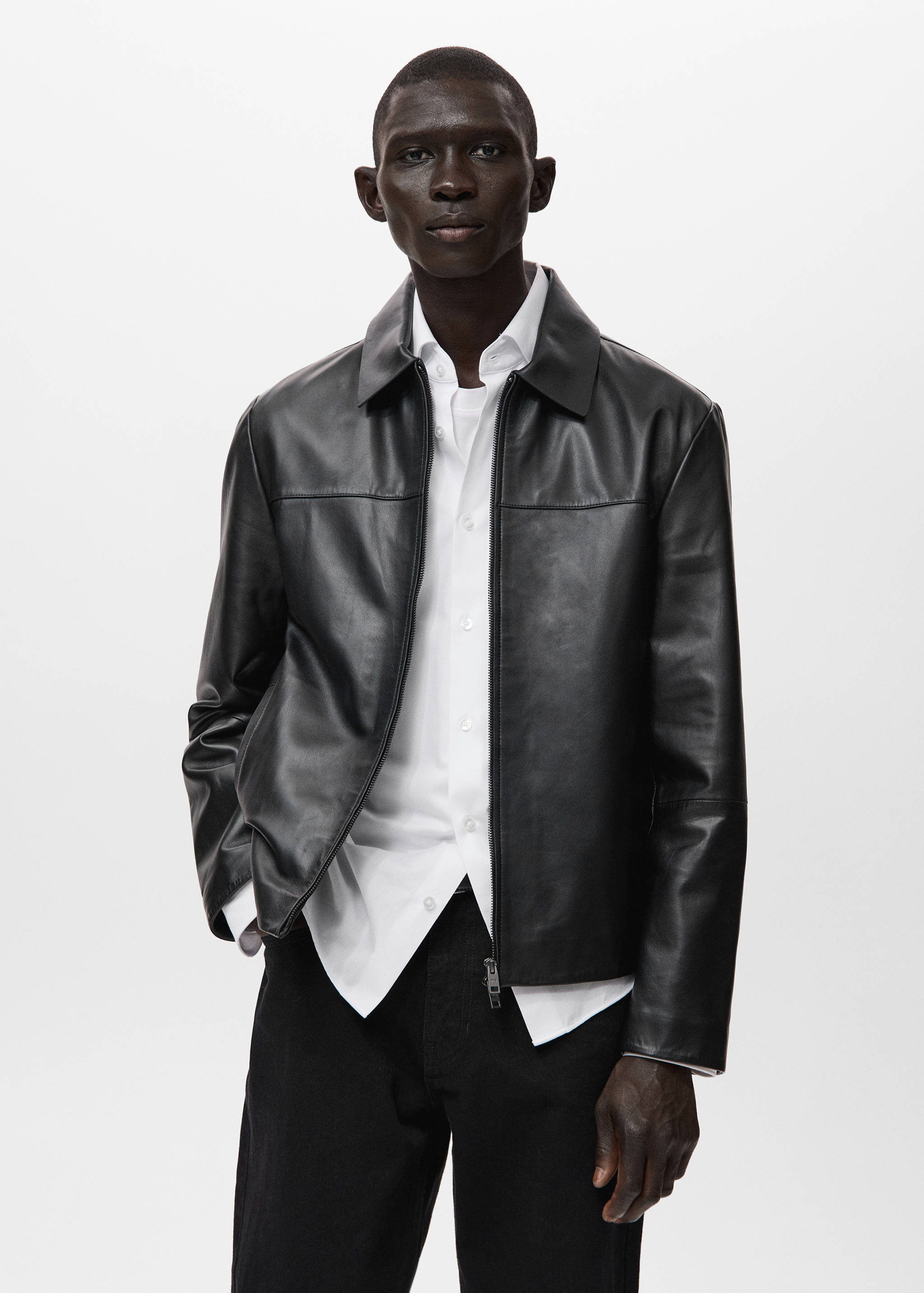 100% leather jacket with pockets - Medium plane