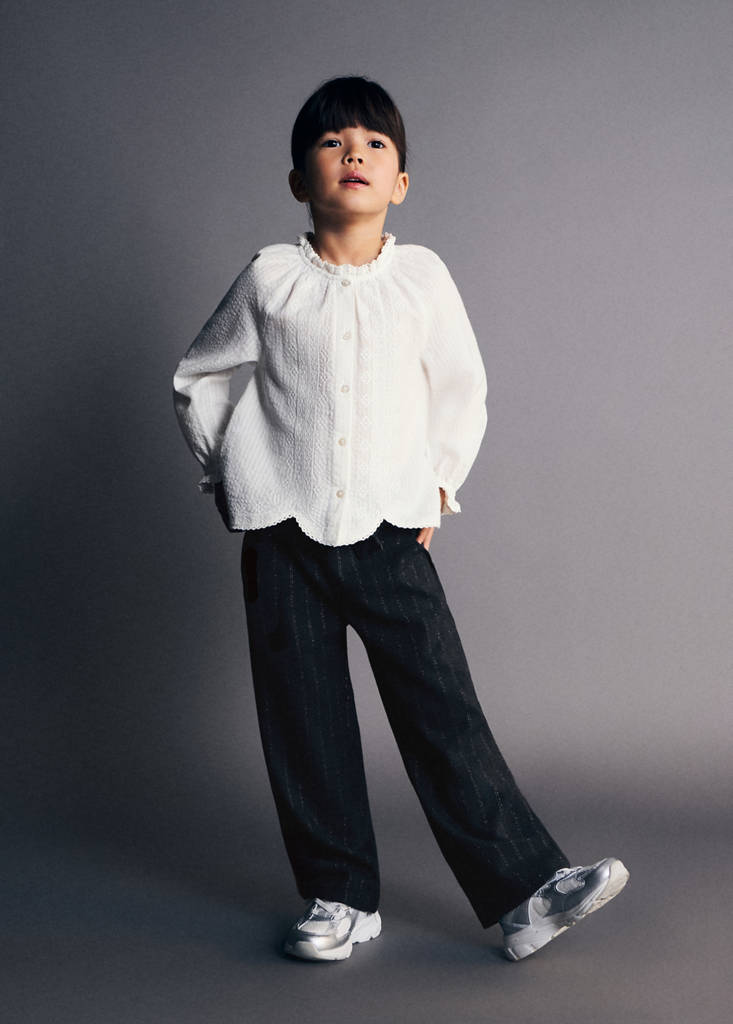 Striped bow trousers — Grey