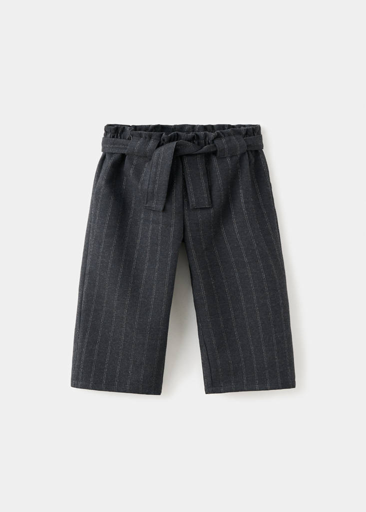 Striped bow trousers — Grey