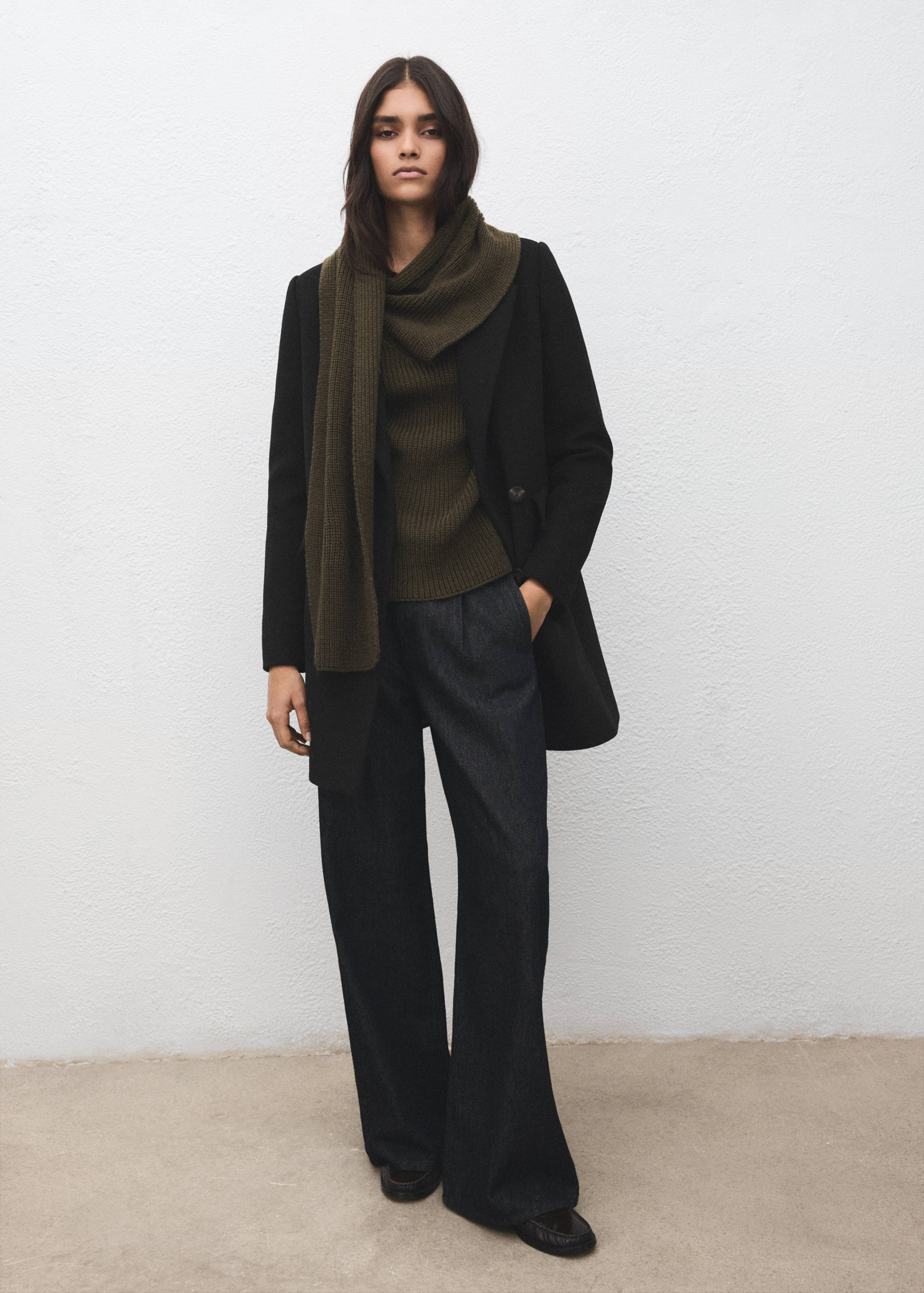 Manteau laine mélangée double boutonnage - Plan général