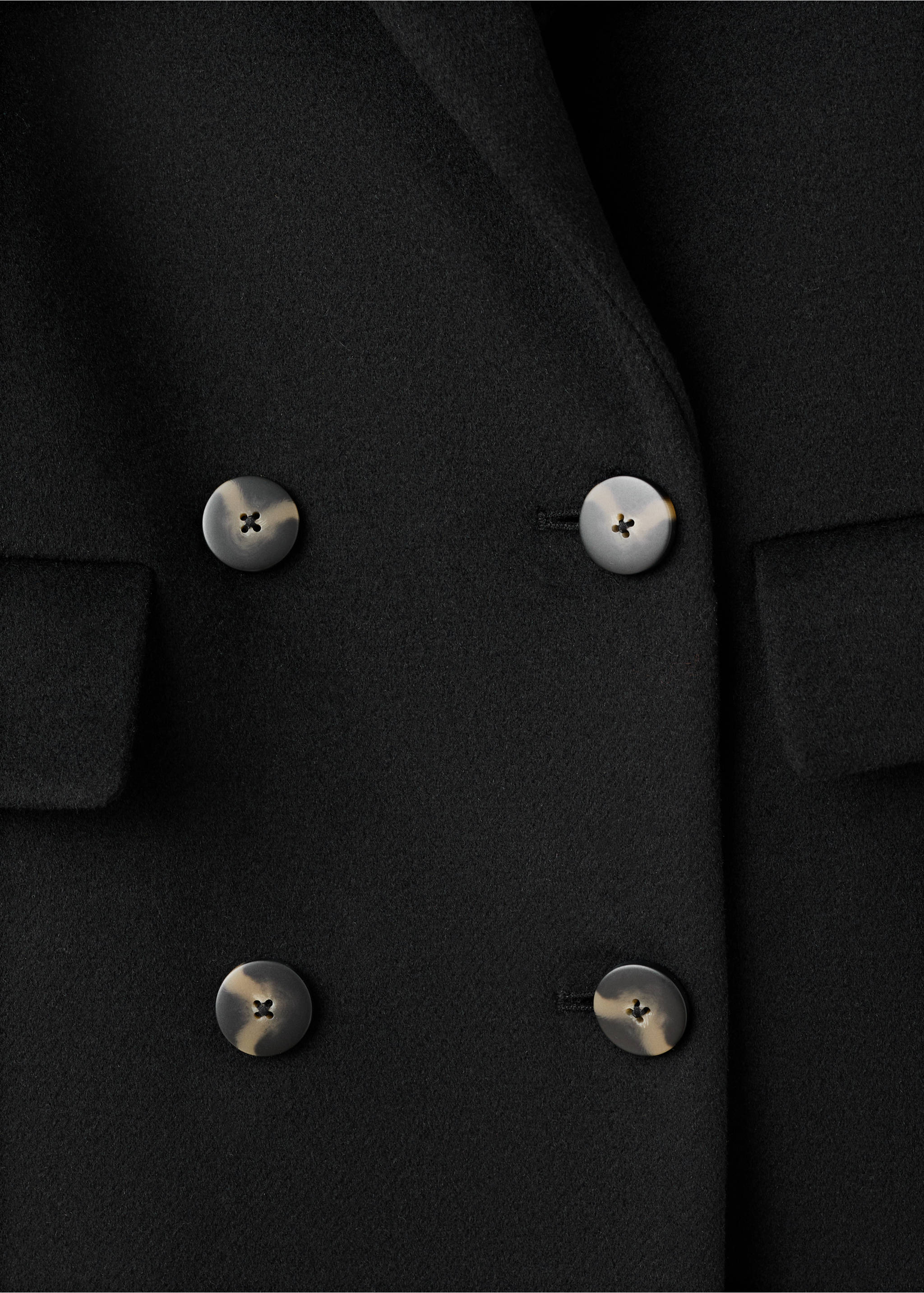 Double-breasted wool blend coat - Details of the article 8, Black. Ref: 27081184-00.