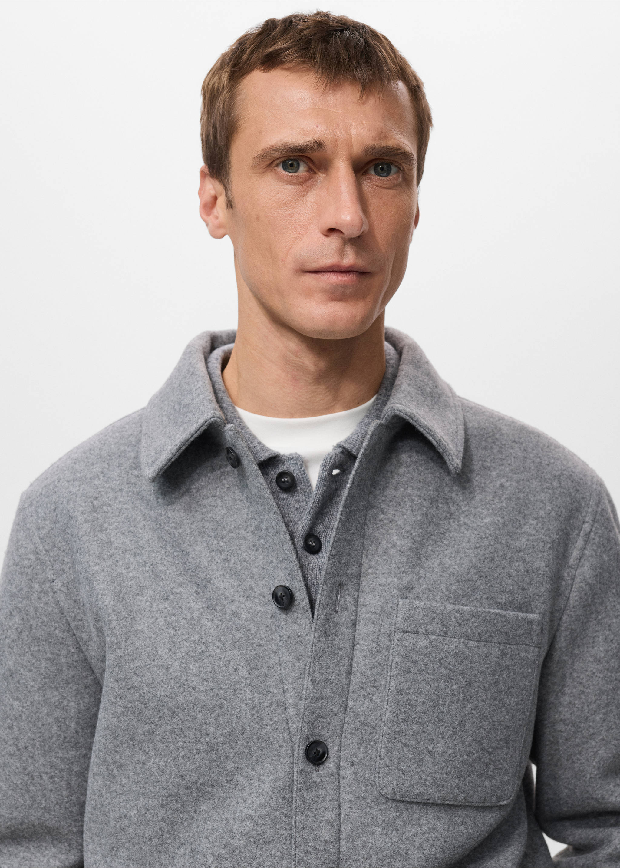 Padded cloth jacket - Details of the article 6, Medium Heather Grey. Ref: 27081187-00.