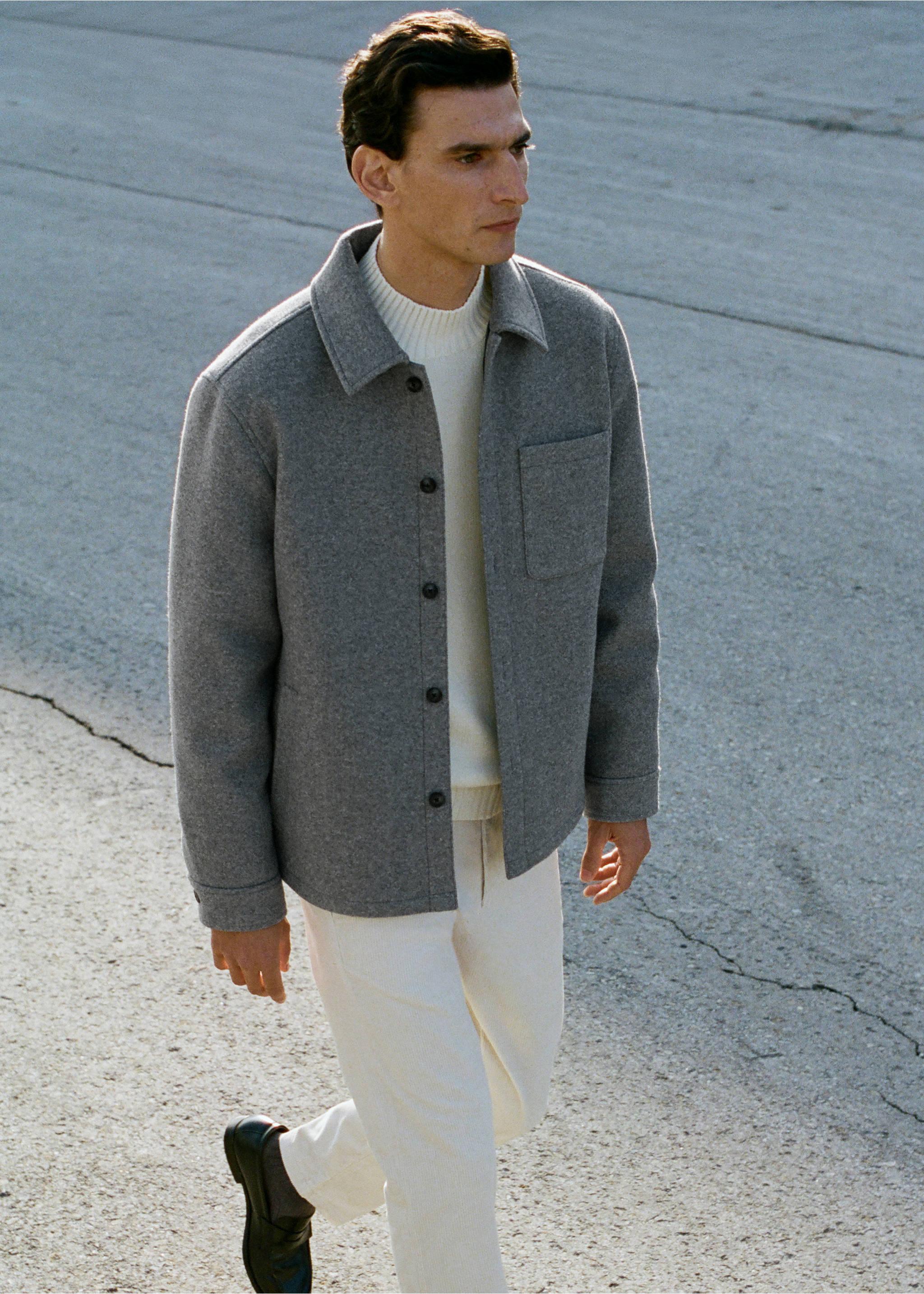 Padded cloth jacket - Details of the article 5, Medium Heather Grey. Ref: 27081187-00.