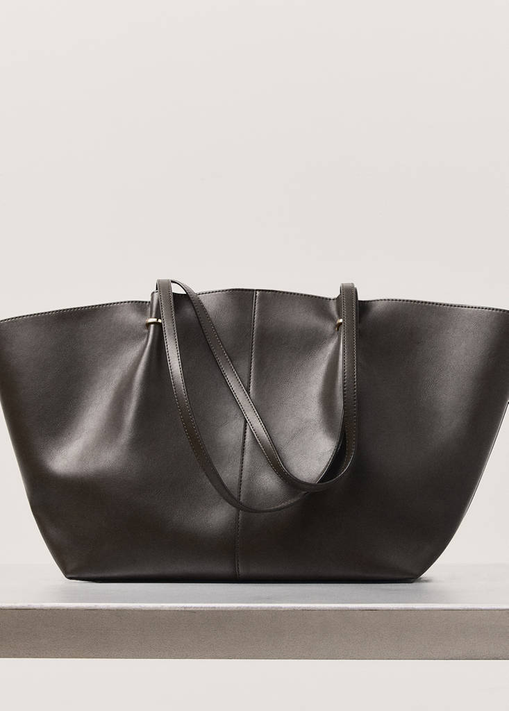 Shopper bag with metallic details — Khaki