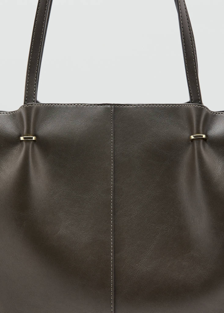 Shopper bag with metallic details — Khaki