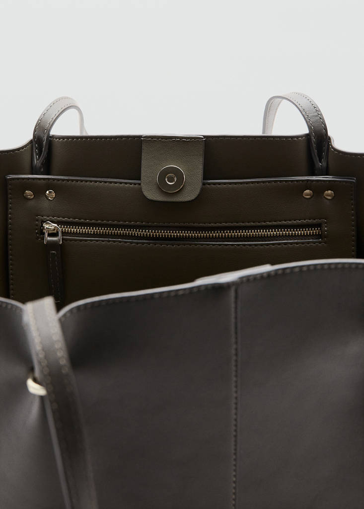 Shopper bag with metallic details — Khaki