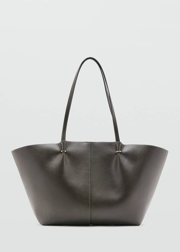 Shopper bag with metallic details — Khaki