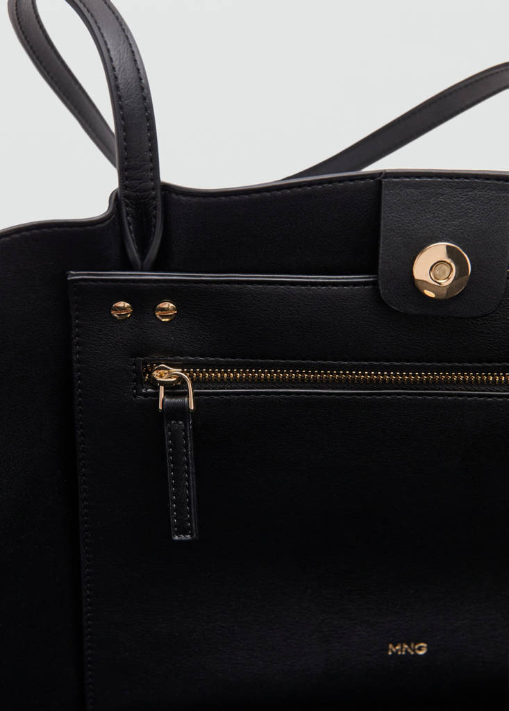 Shopper bag with metallic details — Black