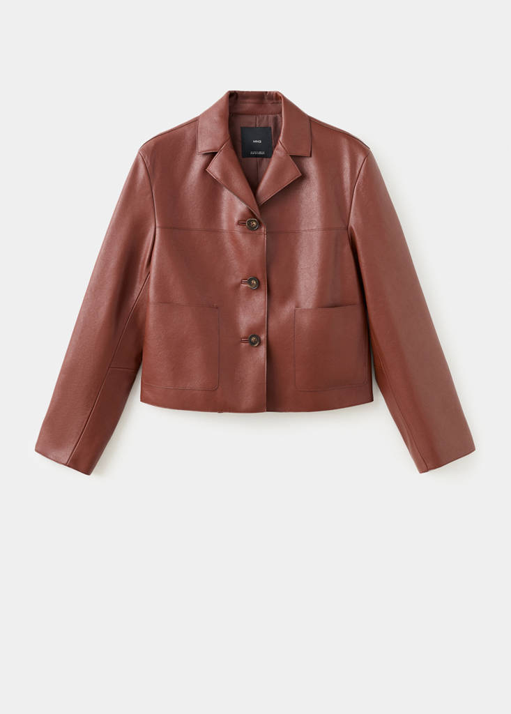 Faux-leather jacket with pockets — Burnt Orange