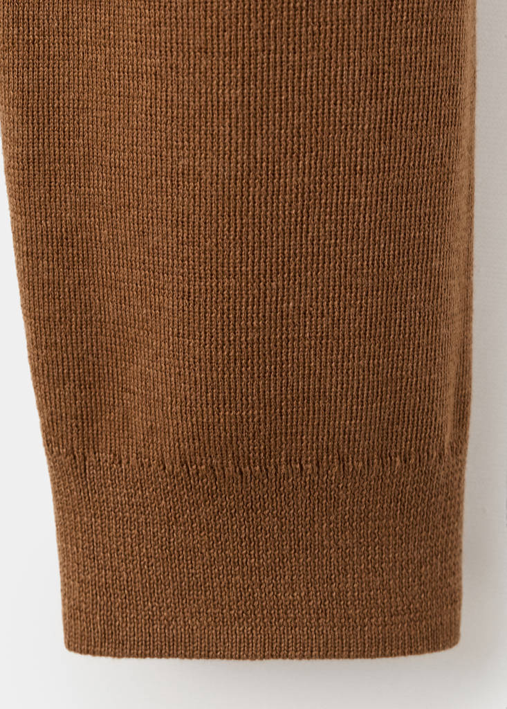 Polo collar wool sweater — Tobacco Brown