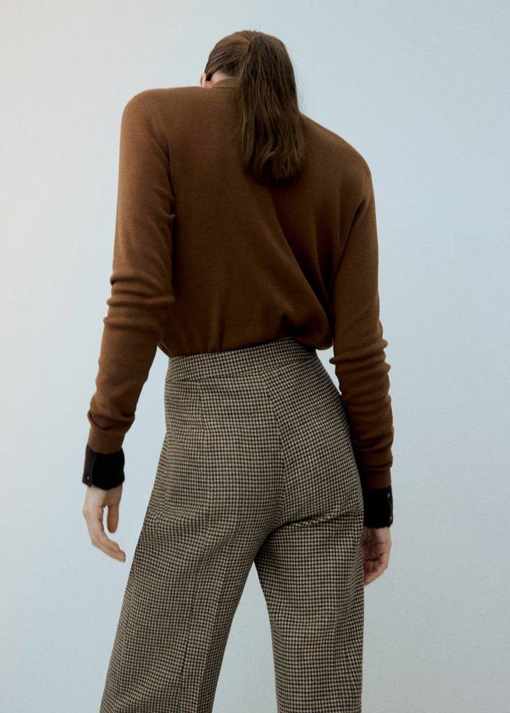Polo collar wool sweater — Tobacco Brown