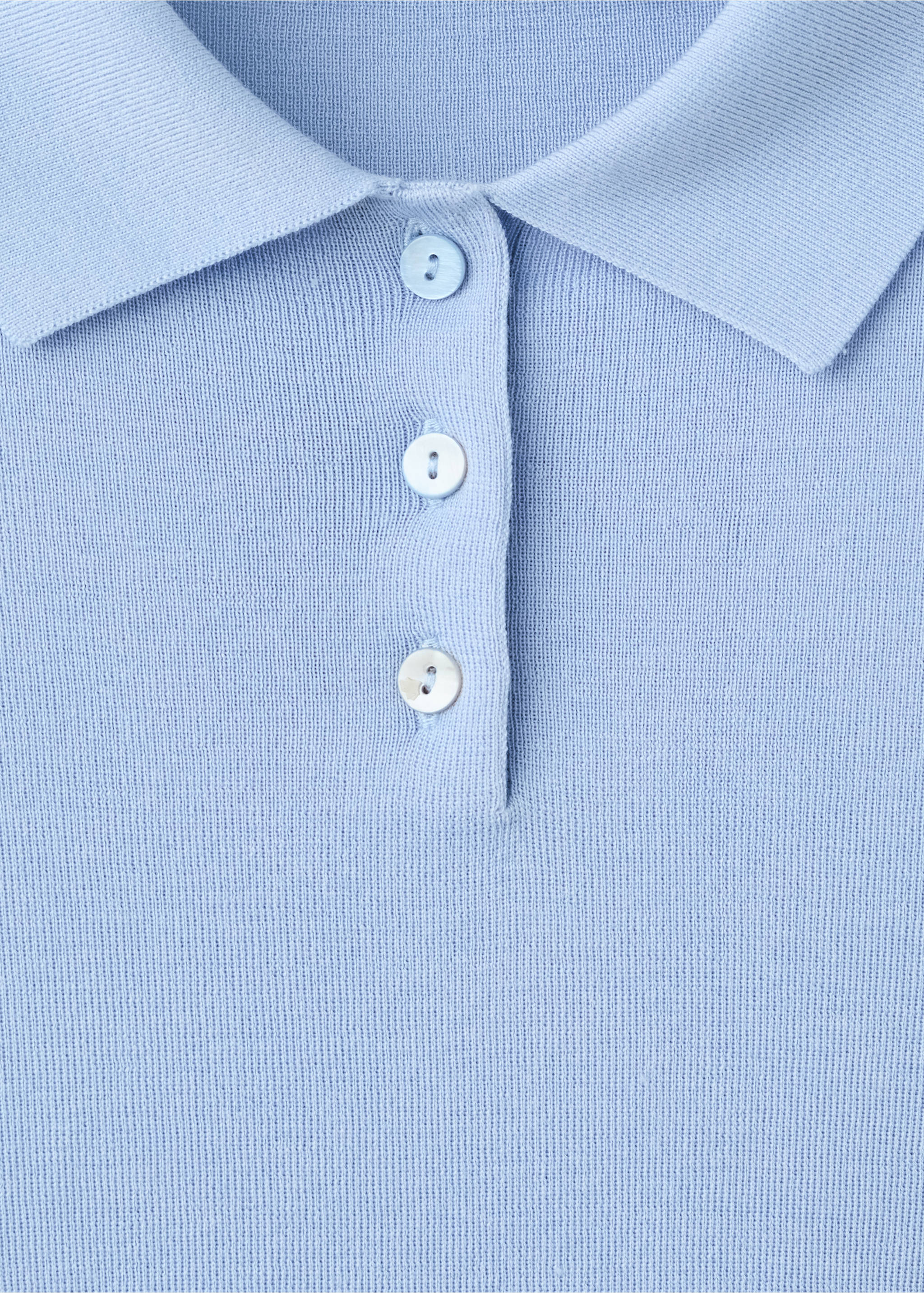 Polo collar wool sweater - Details of the article 8, Sky Blue. Ref: 27081191-00.