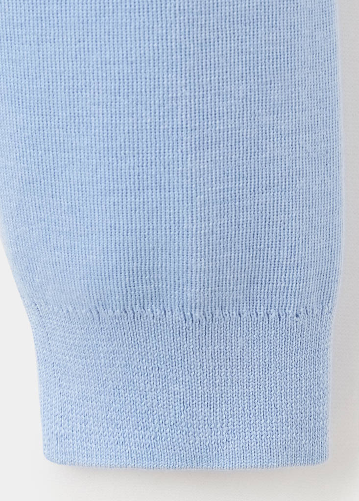 Polo collar wool sweater — Sky Blue
