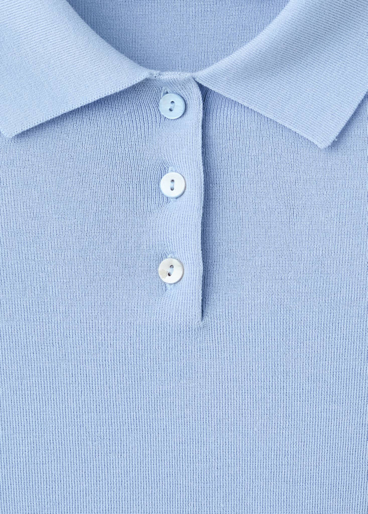 Polo collar wool sweater — Sky Blue