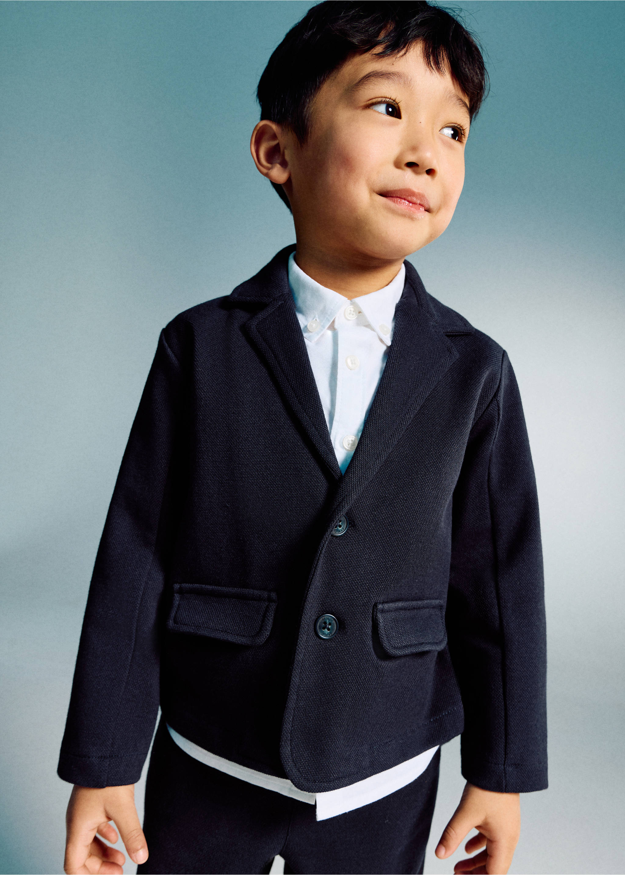 Americana algodón piqué - Plano medio, Azul marino. Ref: 27081193-00.