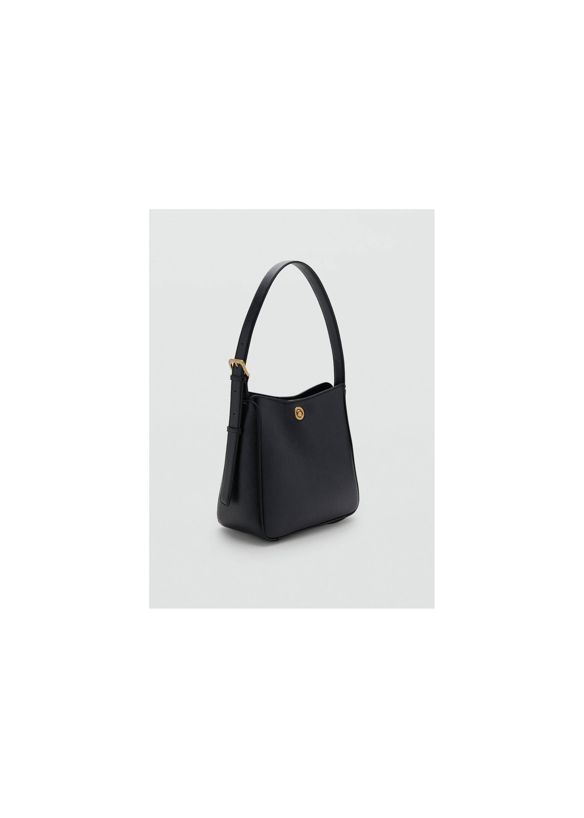 Medium bucket bag with metal detail - Details of the article 6, Black. Ref: 27081196-00.