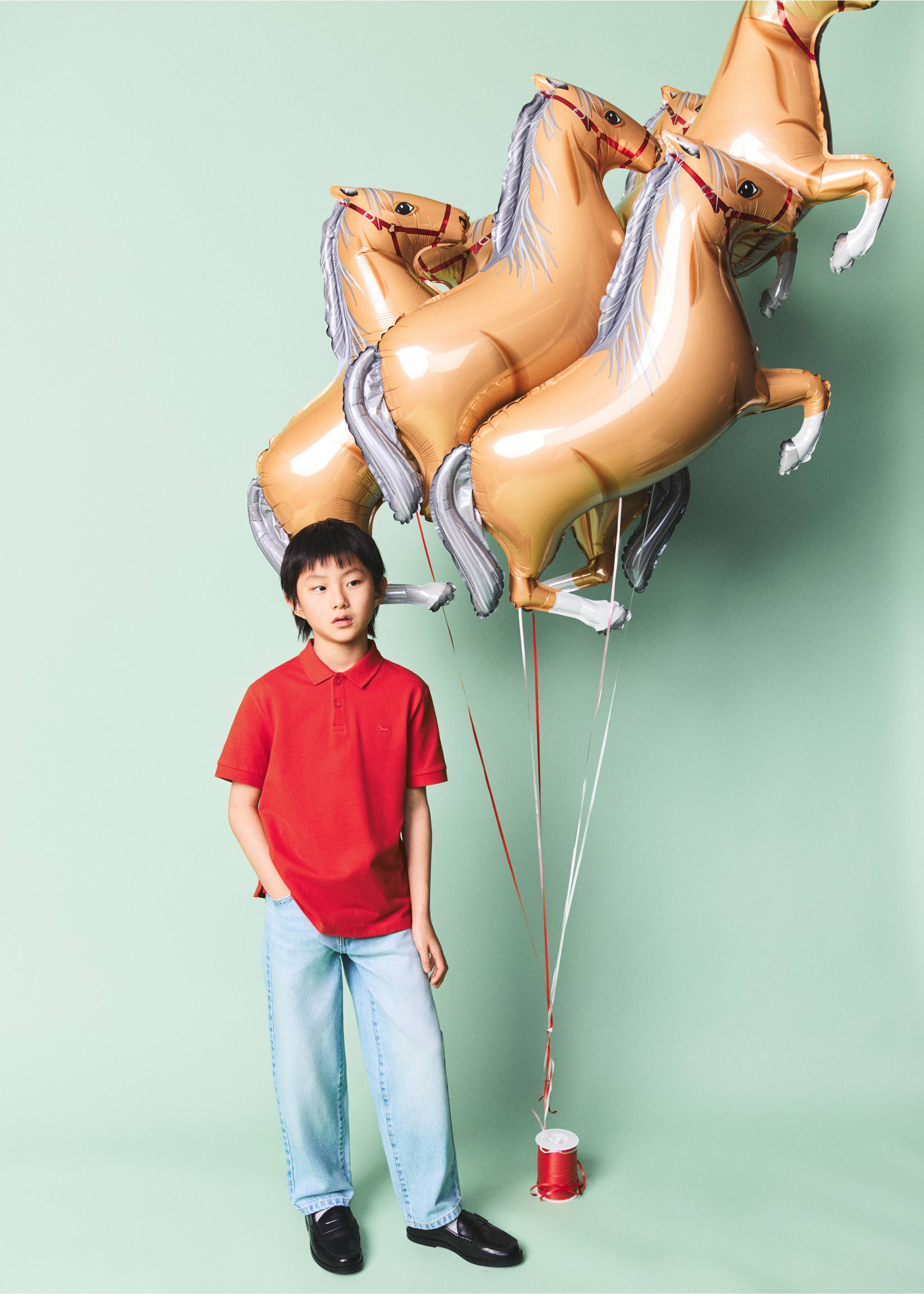 Pamuklu basic polo tişört - Genel plan, Kırmızı. Ref: 27081197-00.