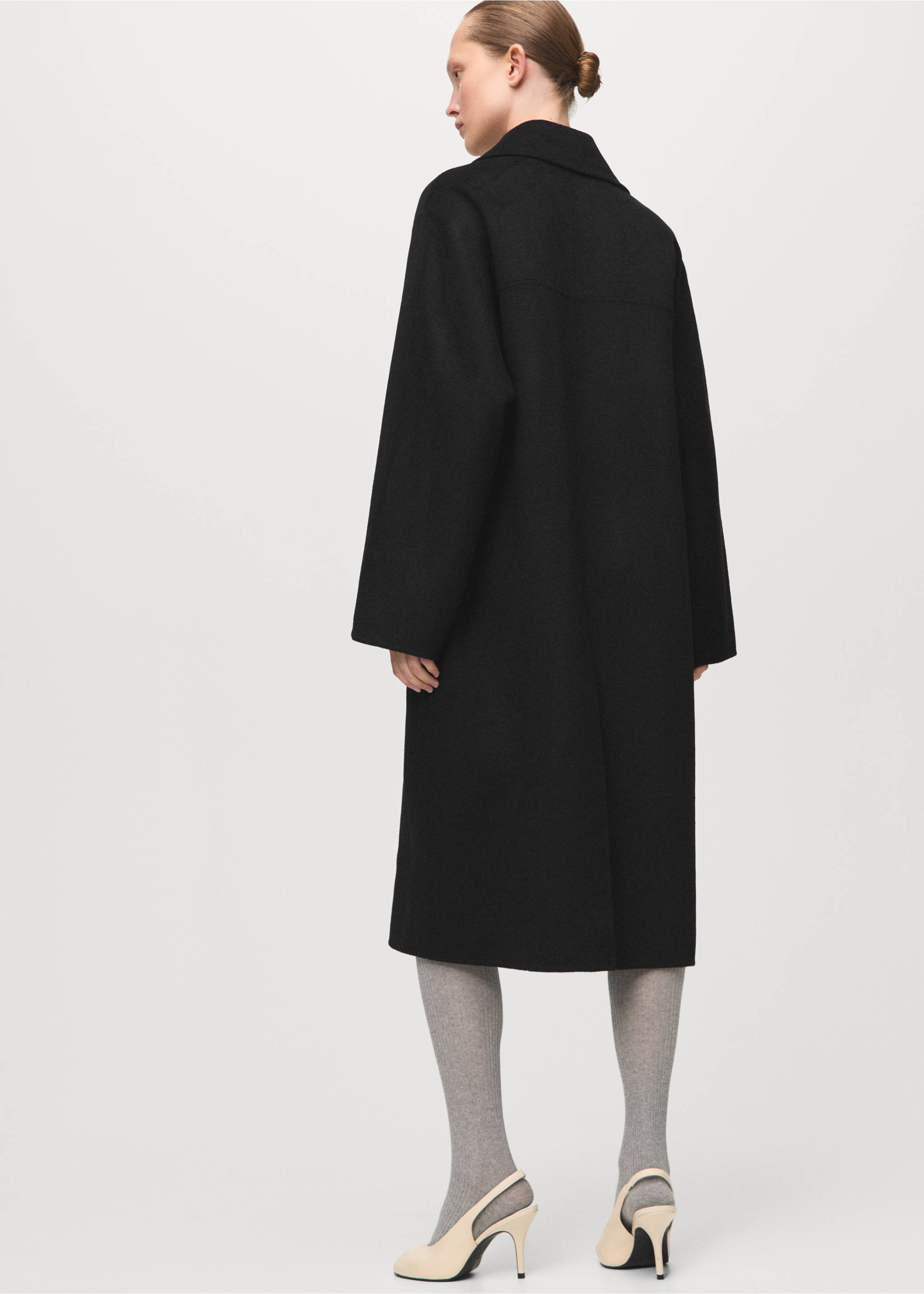 Manteau laine fait main oversize - Verso de l’article, Noir. Ref: 27081207-00.