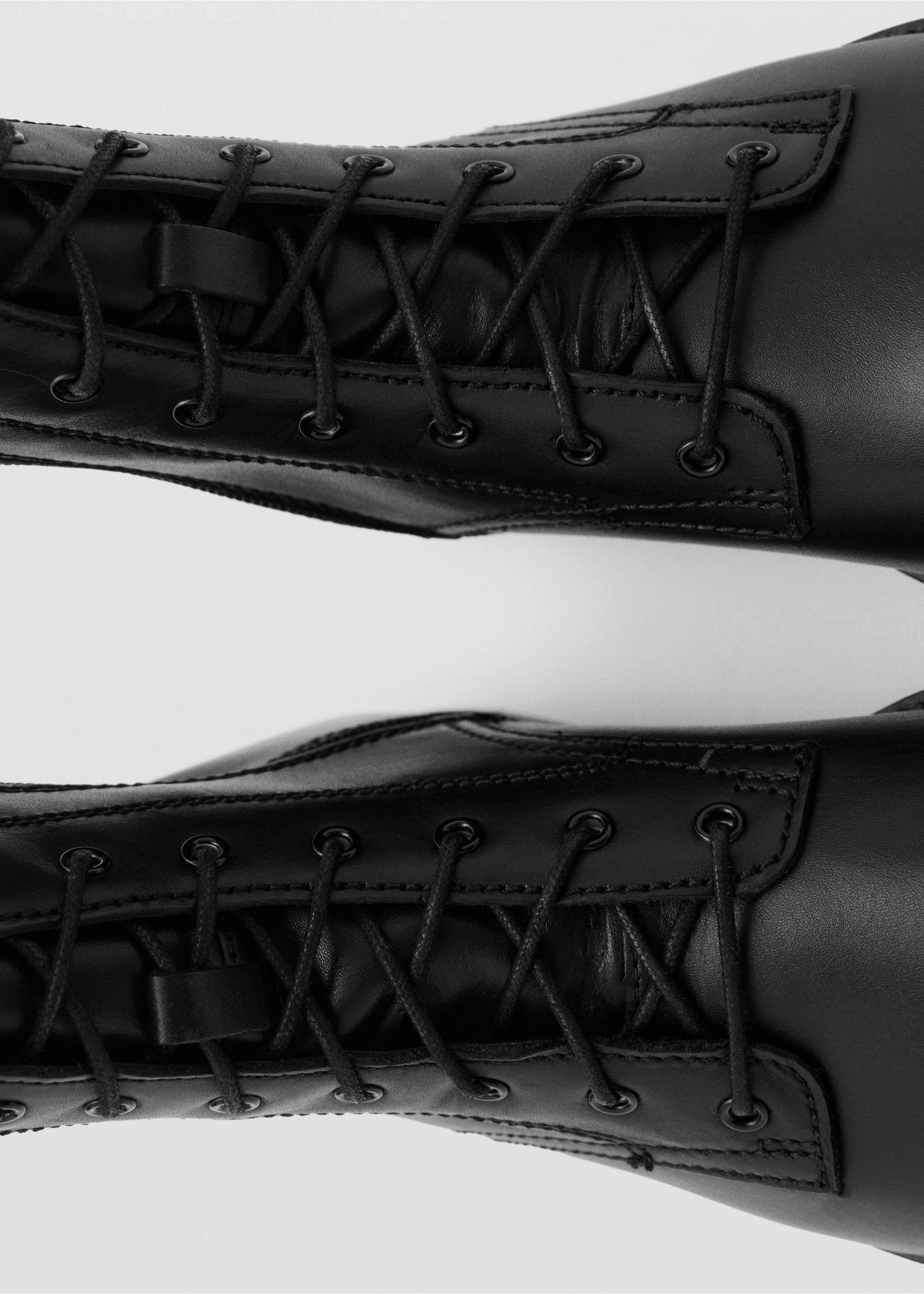 Lace-up leather ankle boots - Details of the article 3, Black. Ref: 27081210-00.