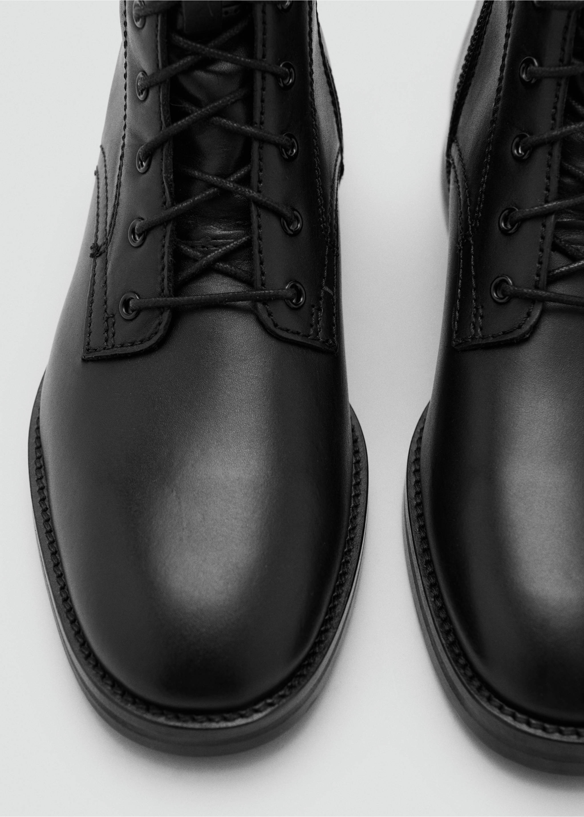 Lace-up leather ankle boots - Details of the article 4, Black. Ref: 27081210-00.