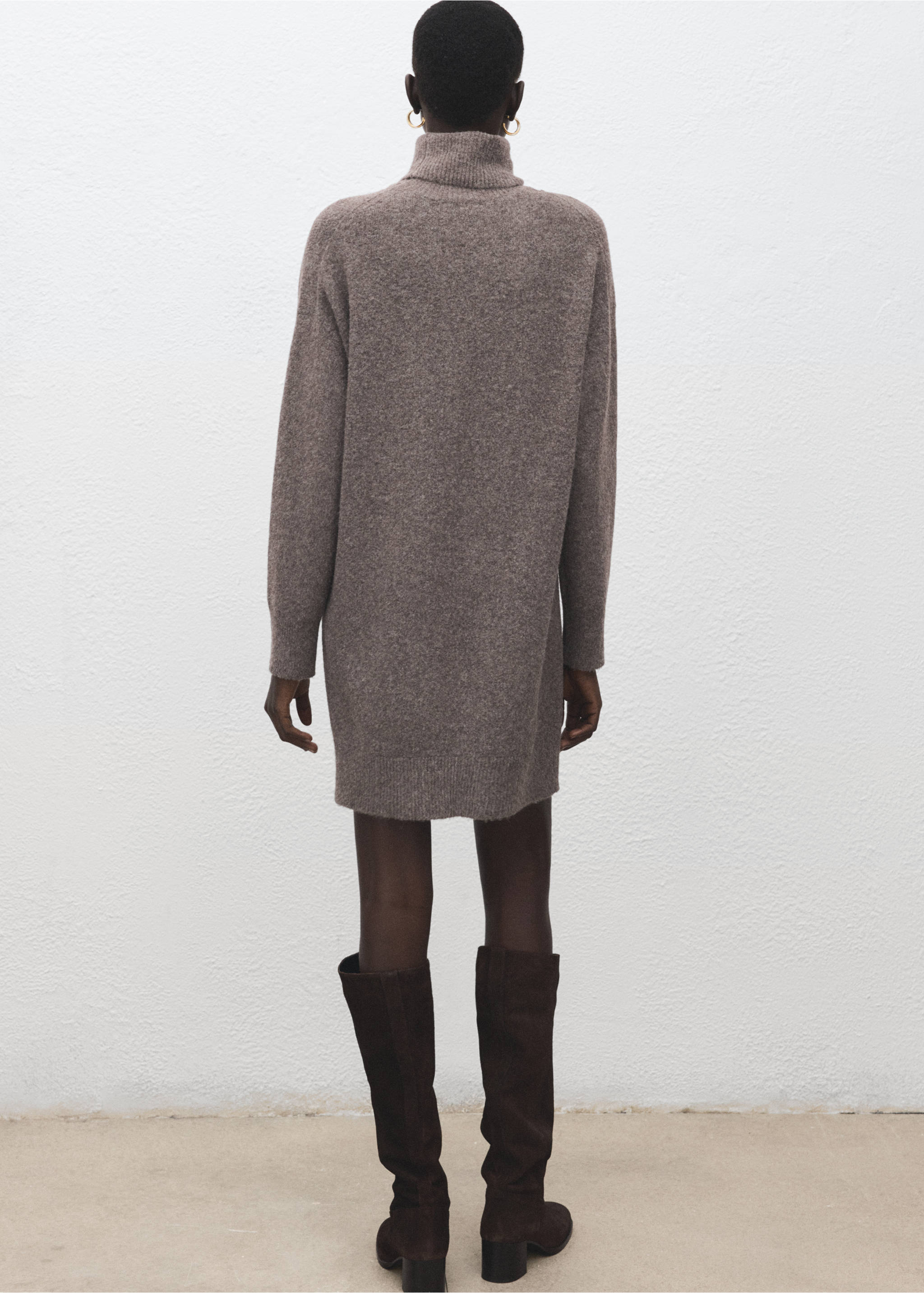 Robe maille col roulé - Verso de l’article, Marron moyen. Ref: 27081215-00.