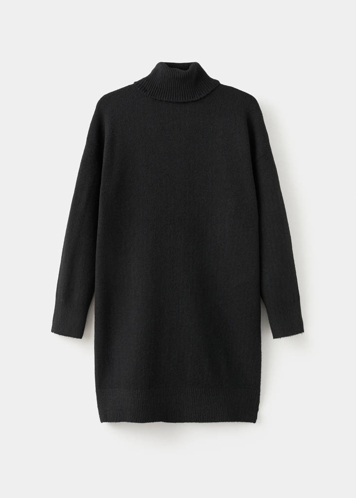 Knitted turtleneck dress — Black