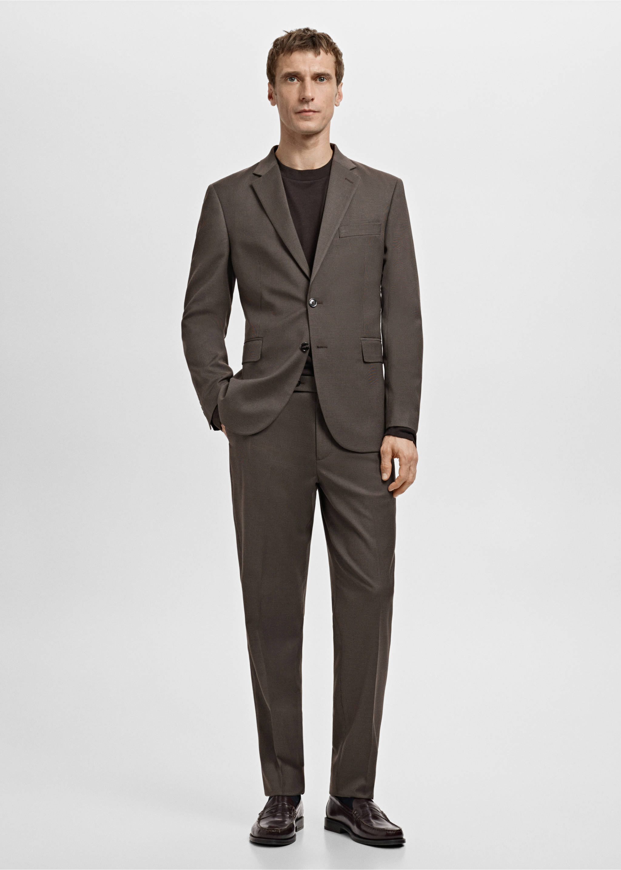 Milan slim-fit suit trousers - General plane, Brown. Ref: 27081218-00.