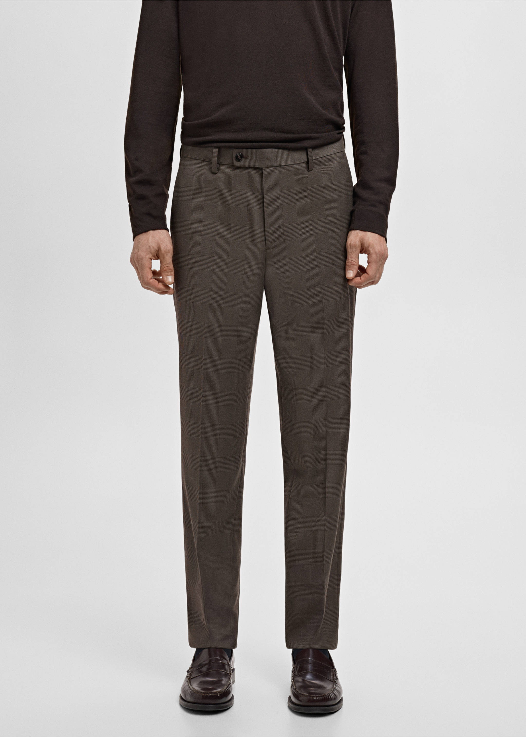 Milan slim-fit suit trousers - Medium plane, Brown. Ref: 27081218-00.