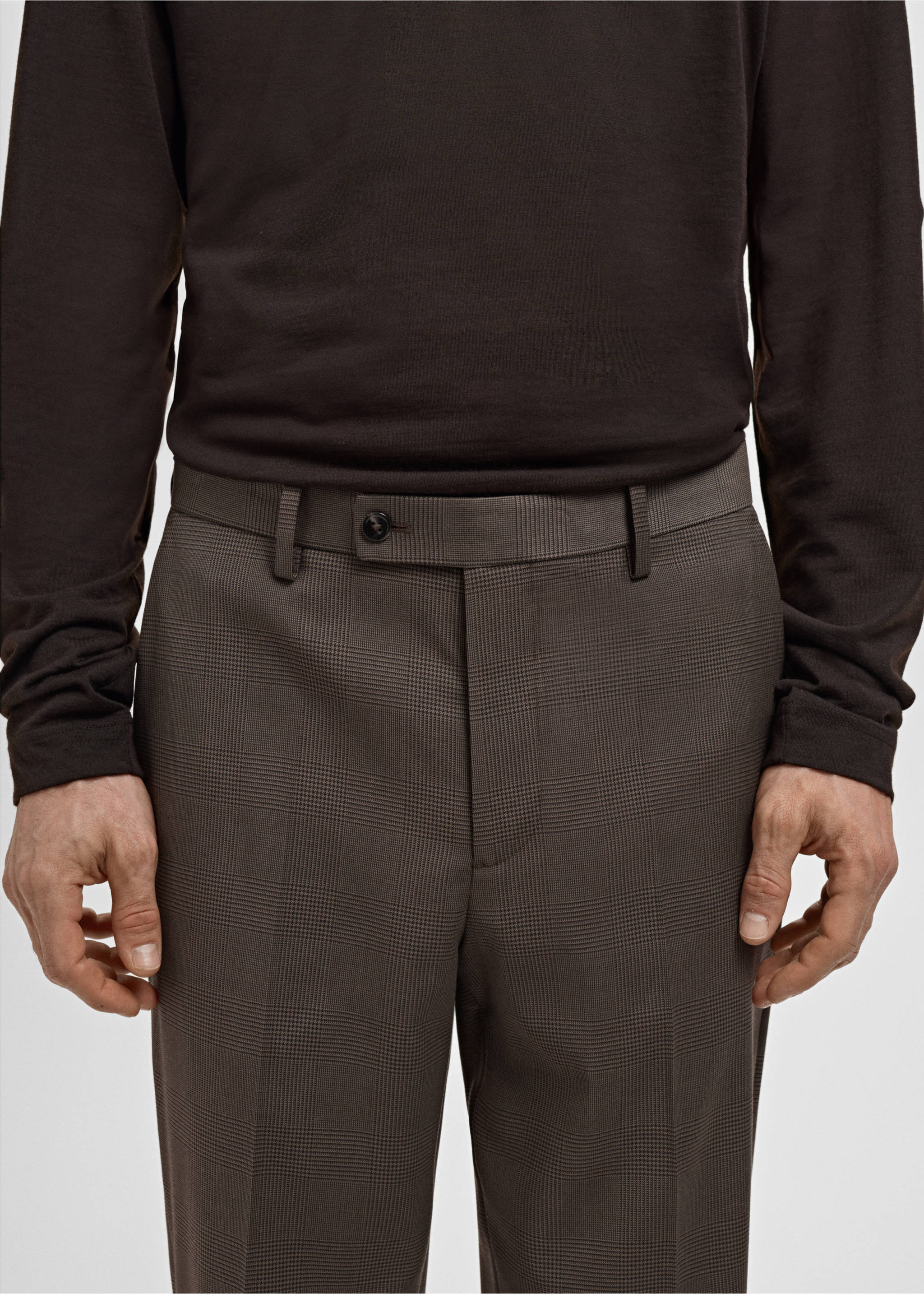 Milan slim-fit suit trousers - Details of the article 1, Brown. Ref: 27081218-00.