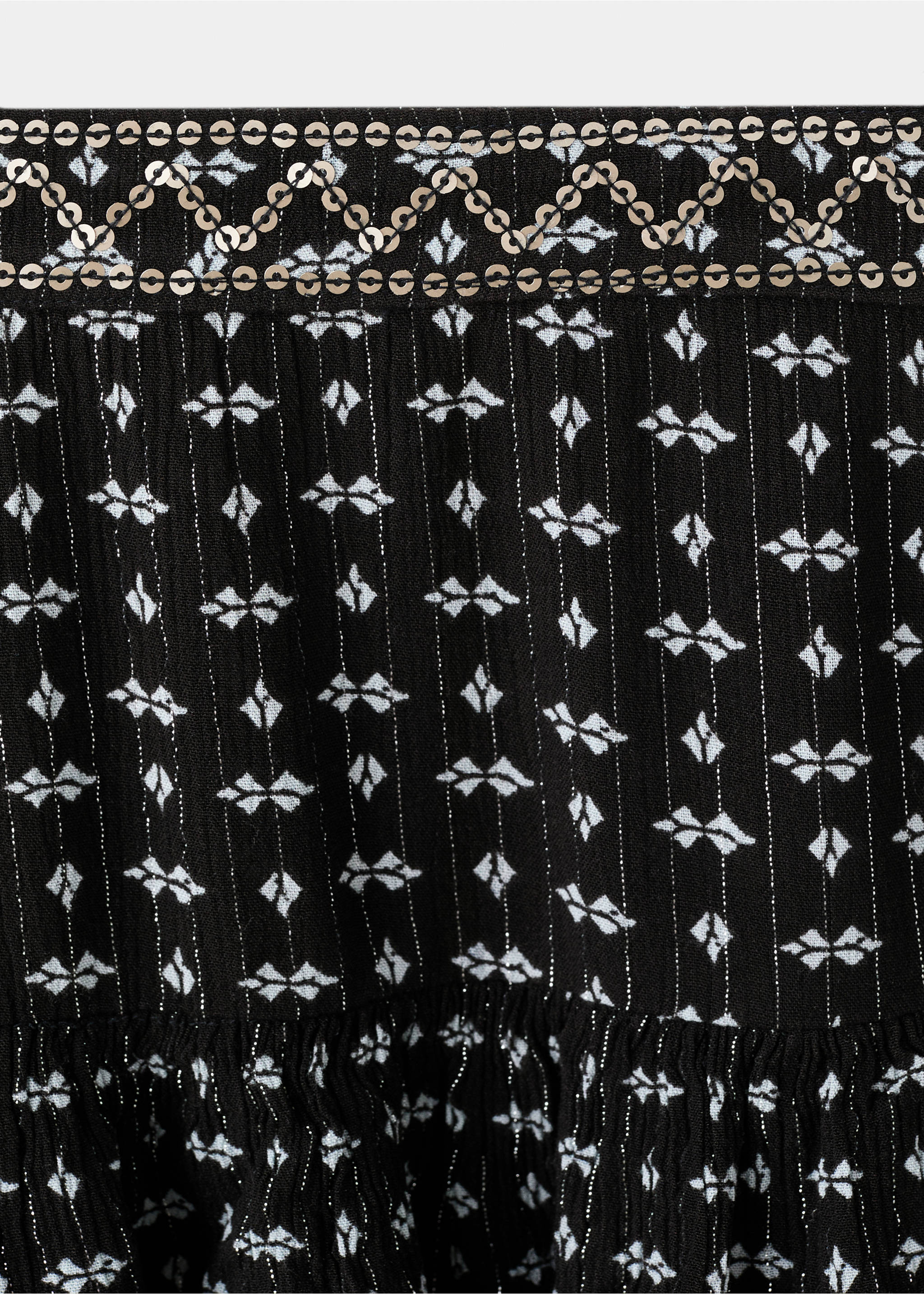 Sukně s potiskem a flitry - Detail zboží 8, Černá. Ref: 27081220-00.