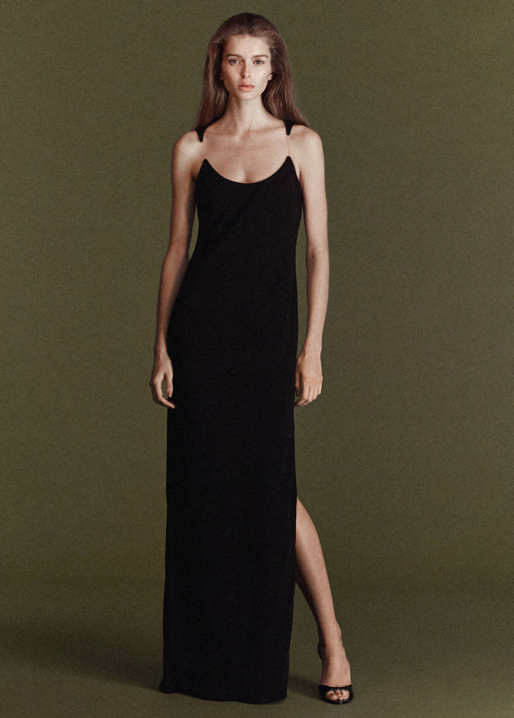 Fitted dress with transparent straps — Black