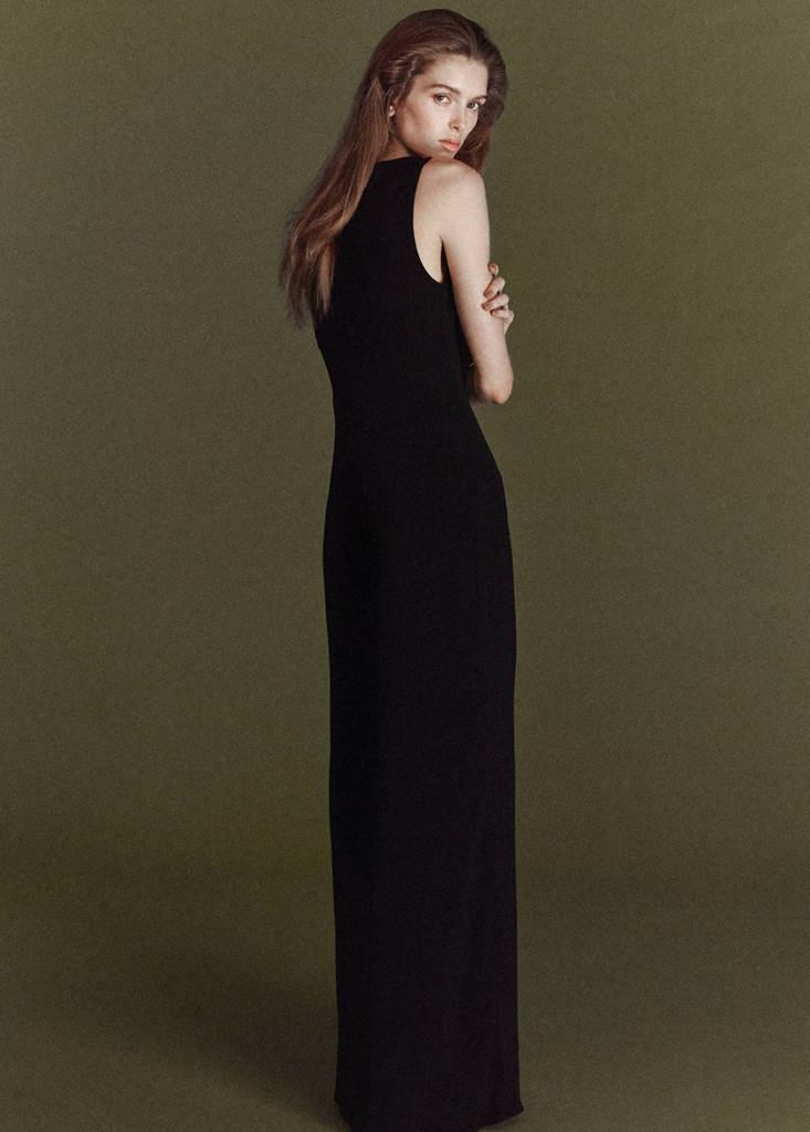 Fitted dress with transparent straps — Black