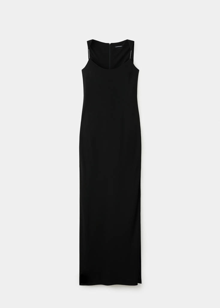Fitted dress with transparent straps — Black