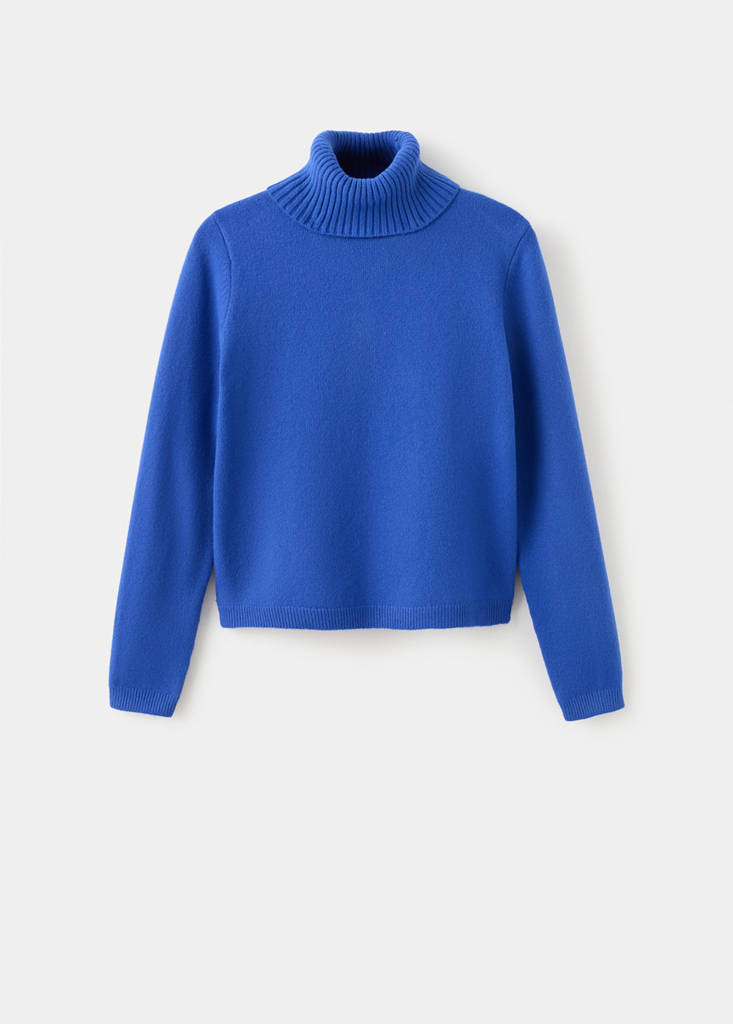 Turtleneck knitted sweater — Vibrant blue