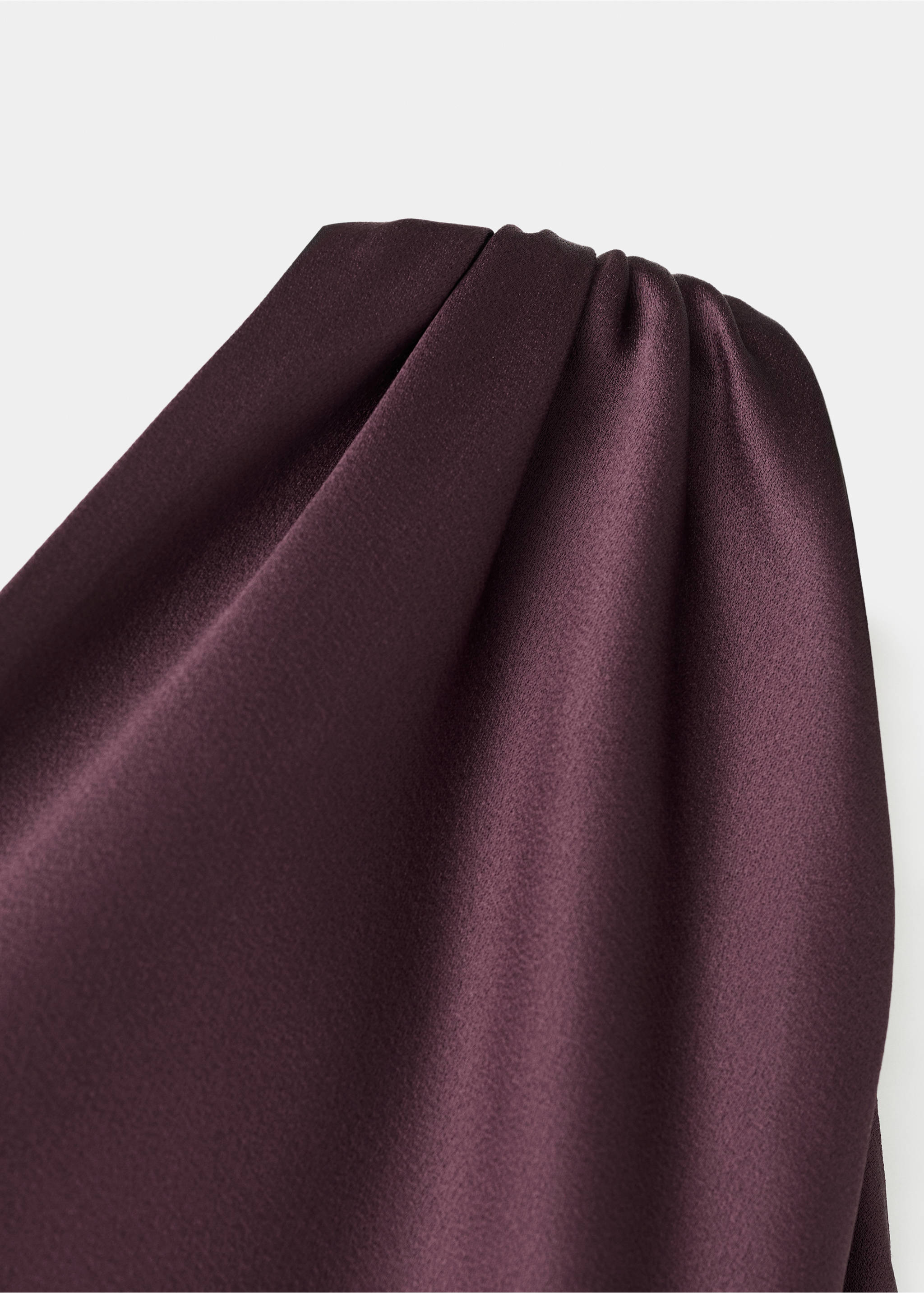 Asymmetrical bow-neck dress - Details of the article 8, Wine. Ref: 27081224-00.