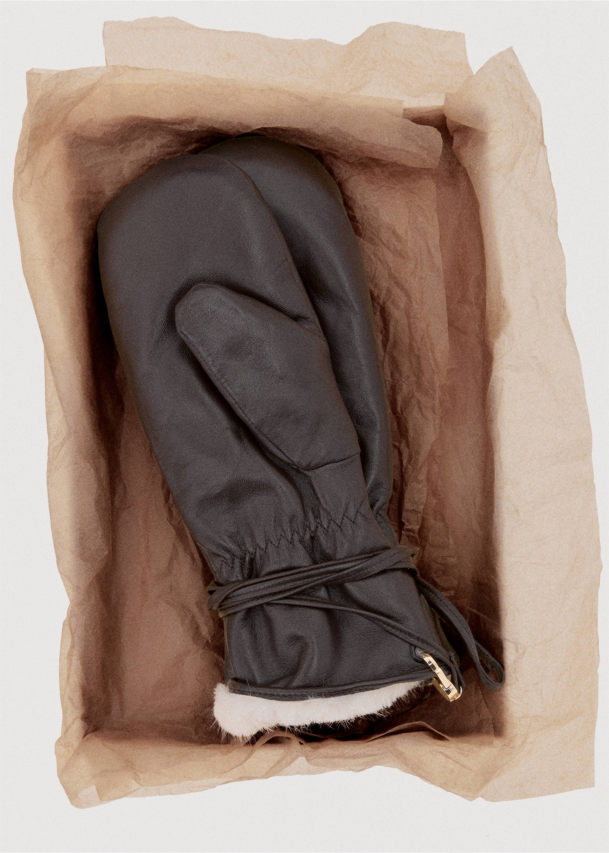 Leather mitts - Details of the article 7, Chocolate. Ref: 27081225-00.