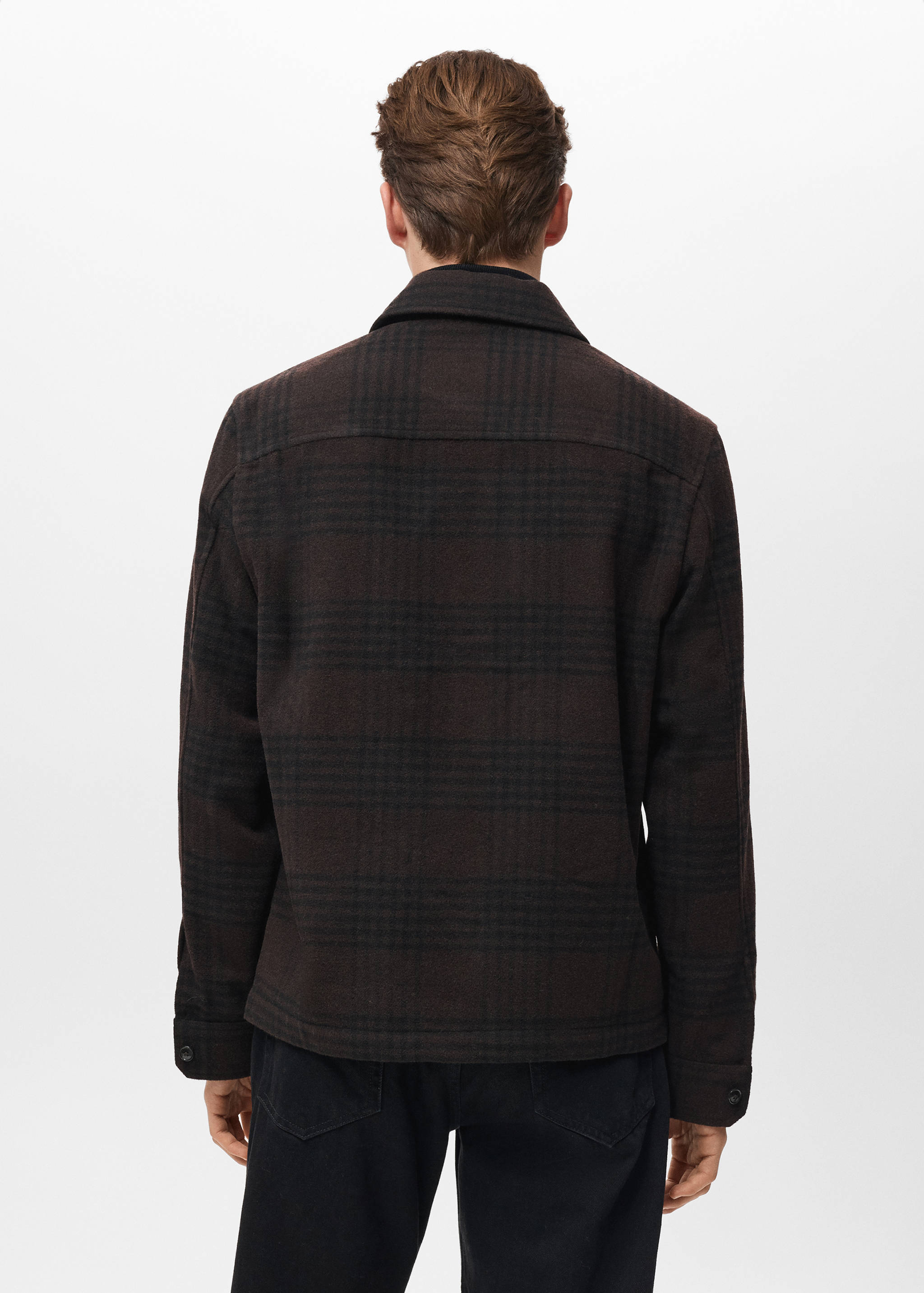 Верхняя рубашка из смесовой шерсти в клетку - Обратная сторона изделия