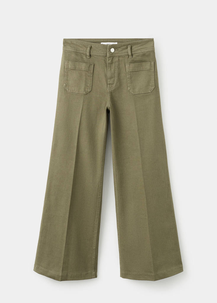 Wide leg jeans with pockets — Khaki