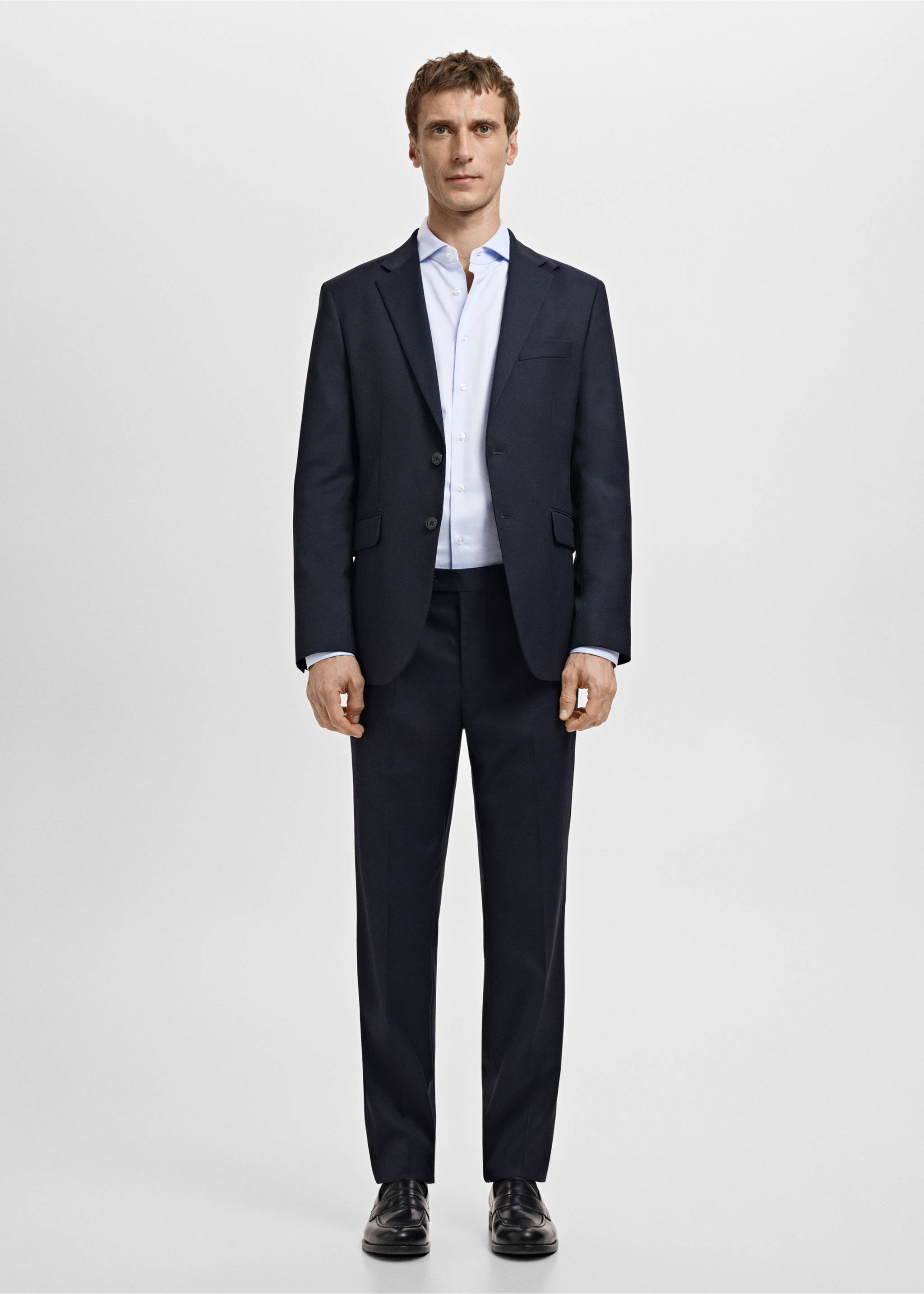 Костюмна сорочка slim fit із твілу - Загальний план, Світло-блакитний. Ref: 27081229-00.