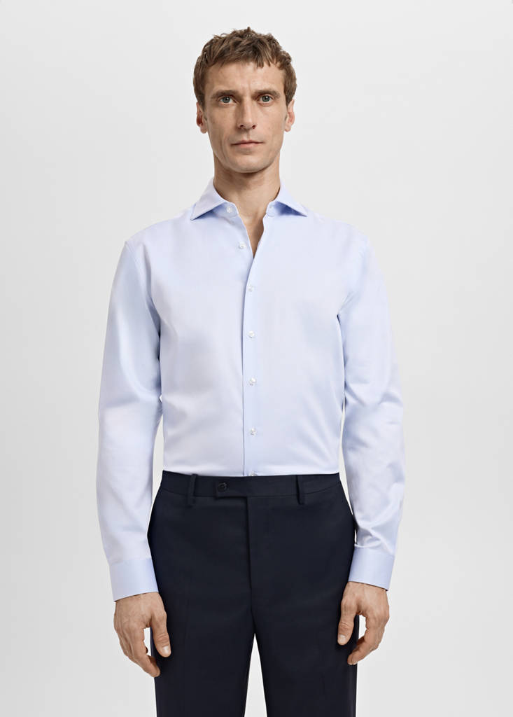 Slim-fit twill fabric dress shirt — Sky Blue