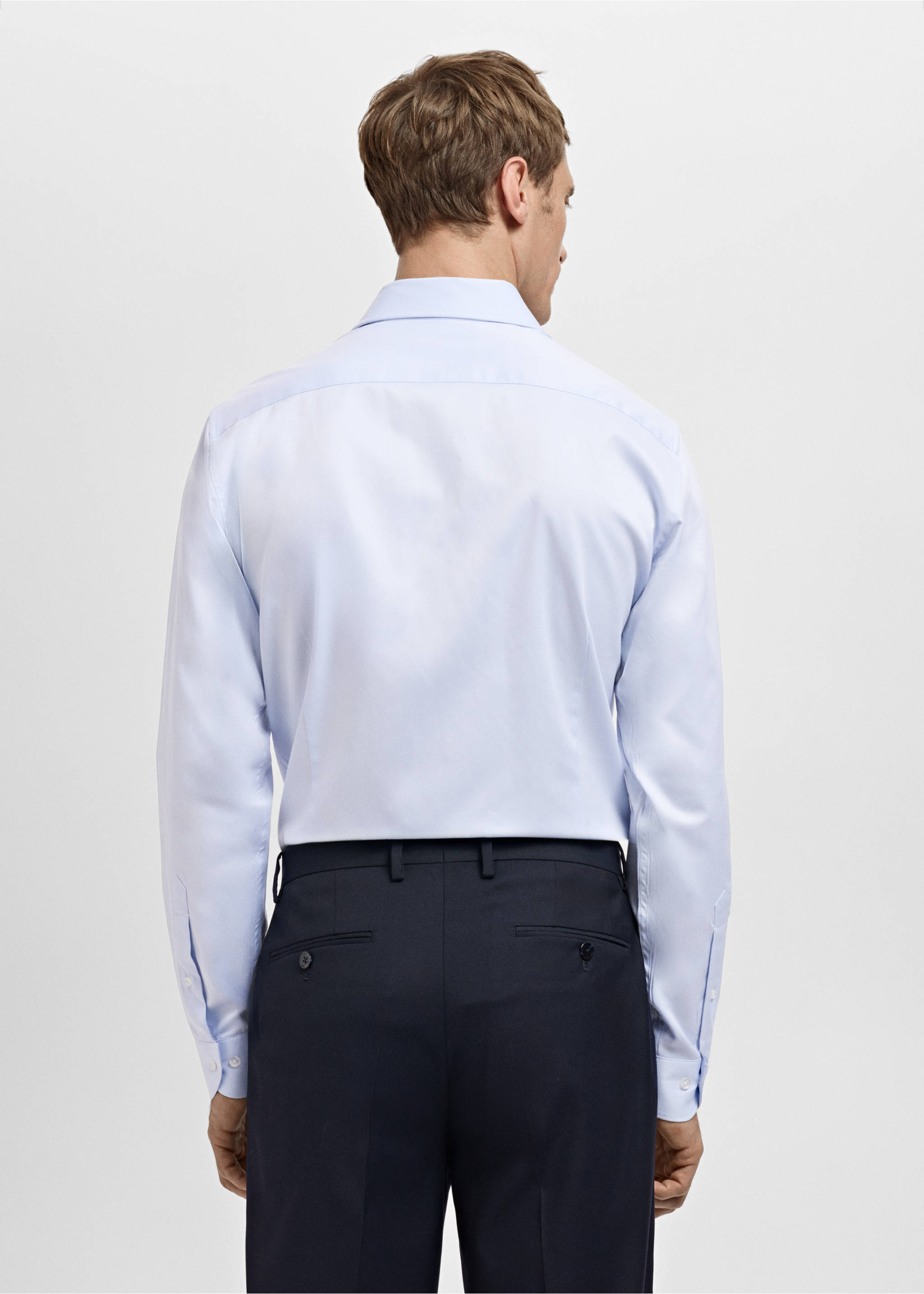 Костюмна сорочка slim fit із твілу - Зворотна сторона товару, Світло-блакитний. Ref: 27081229-00.