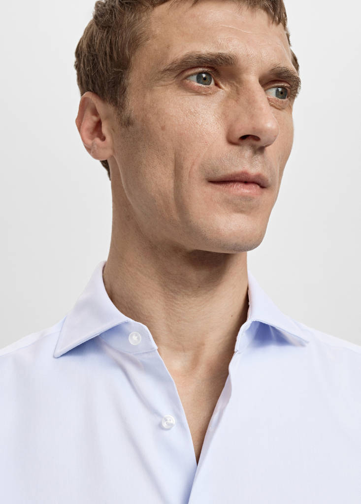 Slim-fit twill fabric dress shirt — Sky Blue