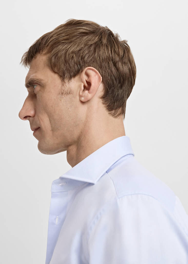 Slim-fit twill fabric dress shirt — Sky Blue