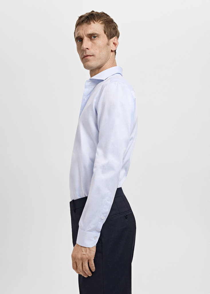 Slim-fit twill fabric dress shirt — Sky Blue