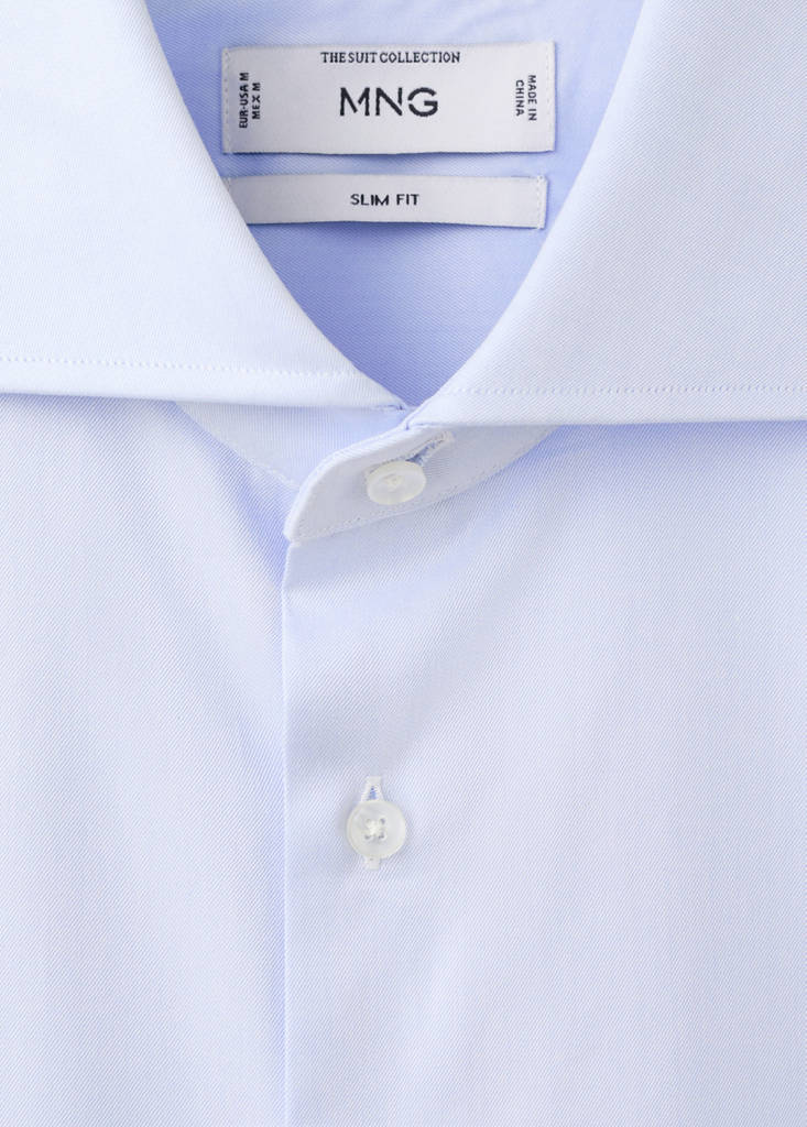 Slim-fit twill fabric dress shirt — Sky Blue