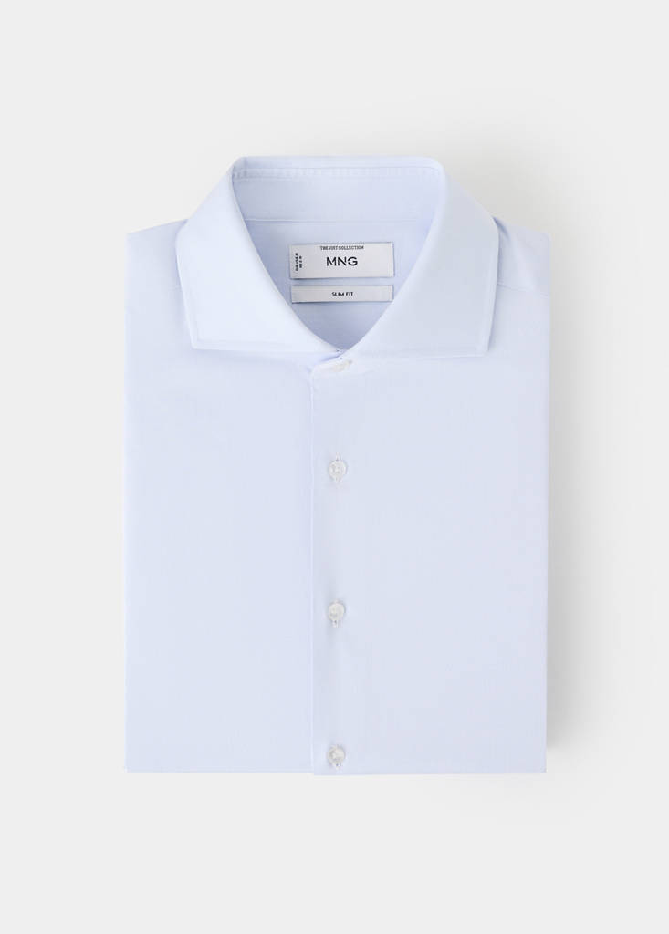 Slim-fit twill fabric dress shirt — Sky Blue