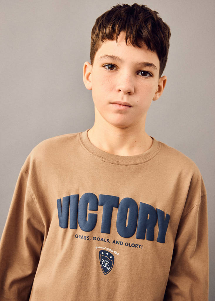 Printed cotton-blend T-shirt — Caramel