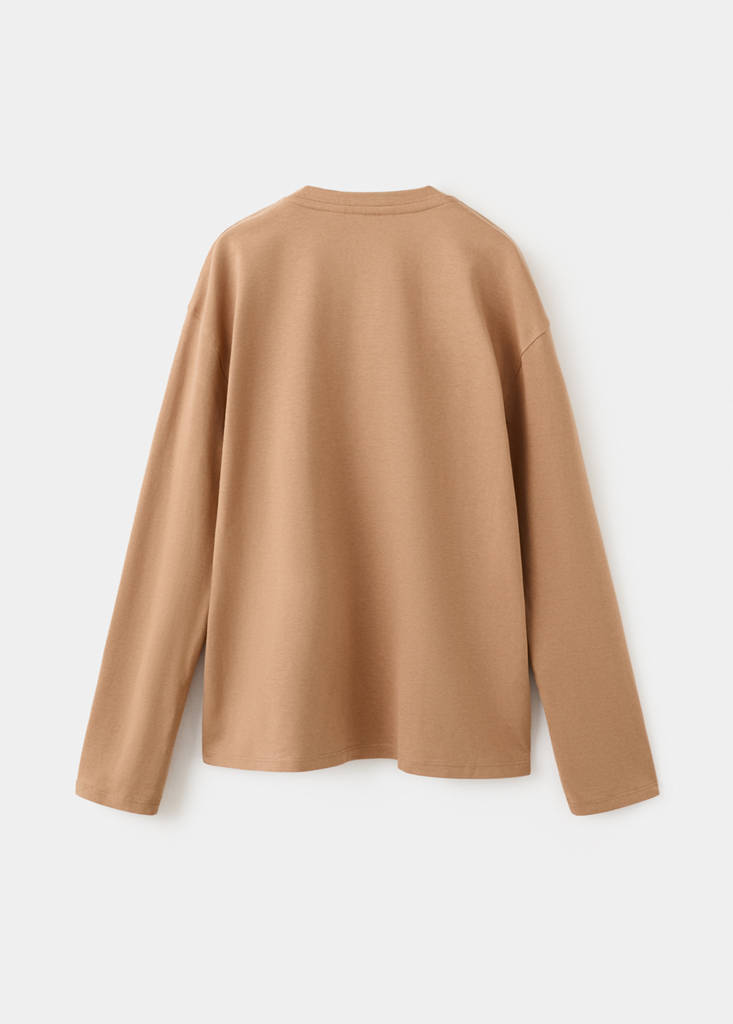 Printed cotton-blend T-shirt — Caramel